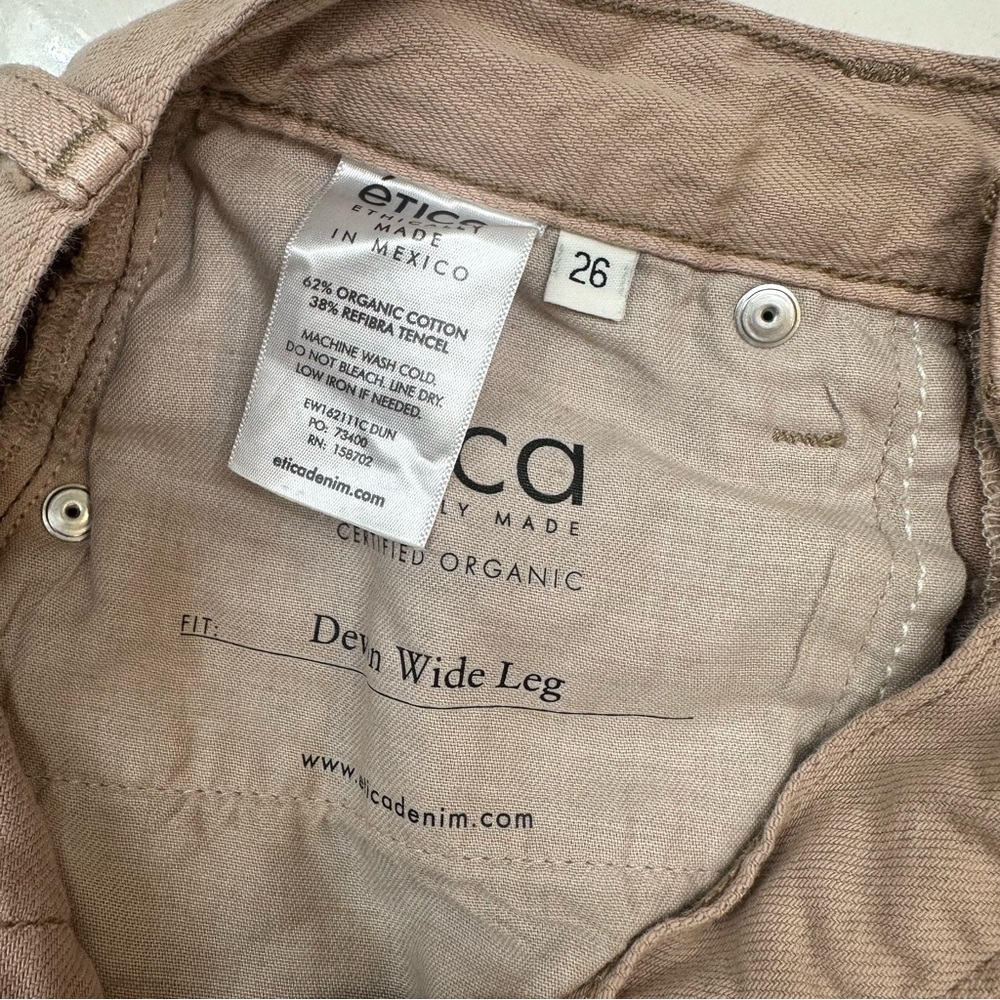Etica Devon Wide Leg Crop‎ Jeans Khaki Size 26 - Picture 7 of 7